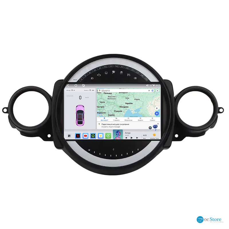Штатная магнитола Lesko для MINI Hatch II (R56) 2006-2010 экран 9" 4/64 QLED CarPlay 4G Wi-Fi GPS 360 Prime