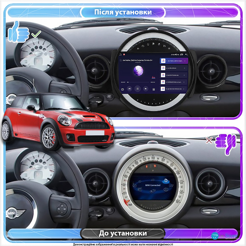Штатная магнитола Lesko для MINI Hatch II (R56) Рестайлинг 2010-2013 экран 9" 4/64Gb 4G Wi-Fi GPS Top