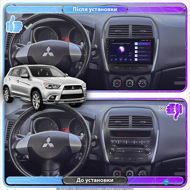 Штатная магнитола Lesko для Mitsubishi ASX I 2010-2013 экран 10" 4/64Gb 4G Wi-Fi GPS Top