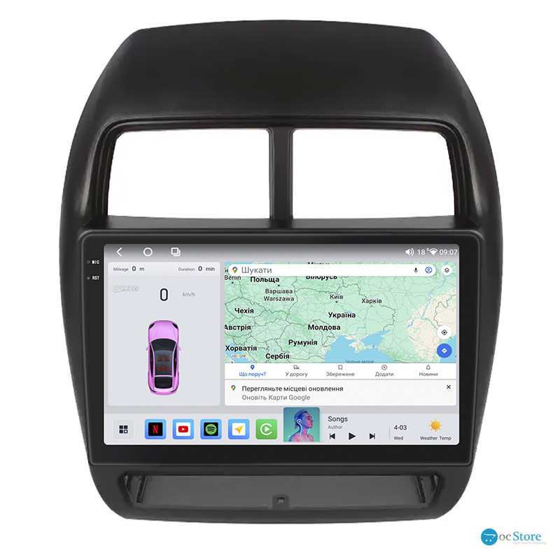 Штатная магнитола Lesko для Mitsubishi ASX I Рестайлинг 3 2020-н.в. экран 10" 4/64 QLED CarPlay 4G Wi-Fi GPS 360 Prime