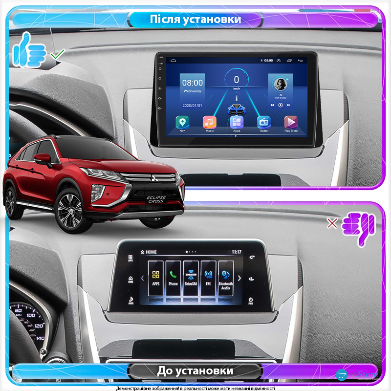 Штатная магнитола Lesko для Mitsubishi Eclipse Cross I 2017-2020 экран 10" 2/32Gb 4G Wi-Fi GPS Top