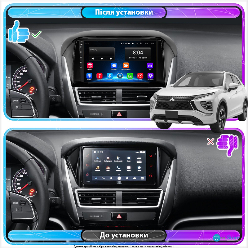Штатная магнитола Lesko для Mitsubishi Eclipse Cross I Рестайлинг 2020-н.в. экран 9" 2/32Gb Wi-Fi GPS Base