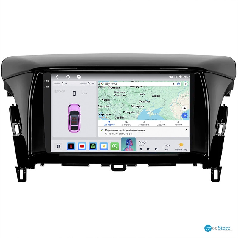 Штатная магнитола Lesko для Mitsubishi Eclipse Cross I Рестайлинг 2020-н.в. экран 9" 4/64 QLED CarPlay 4G Wi-Fi GPS 360 Prime