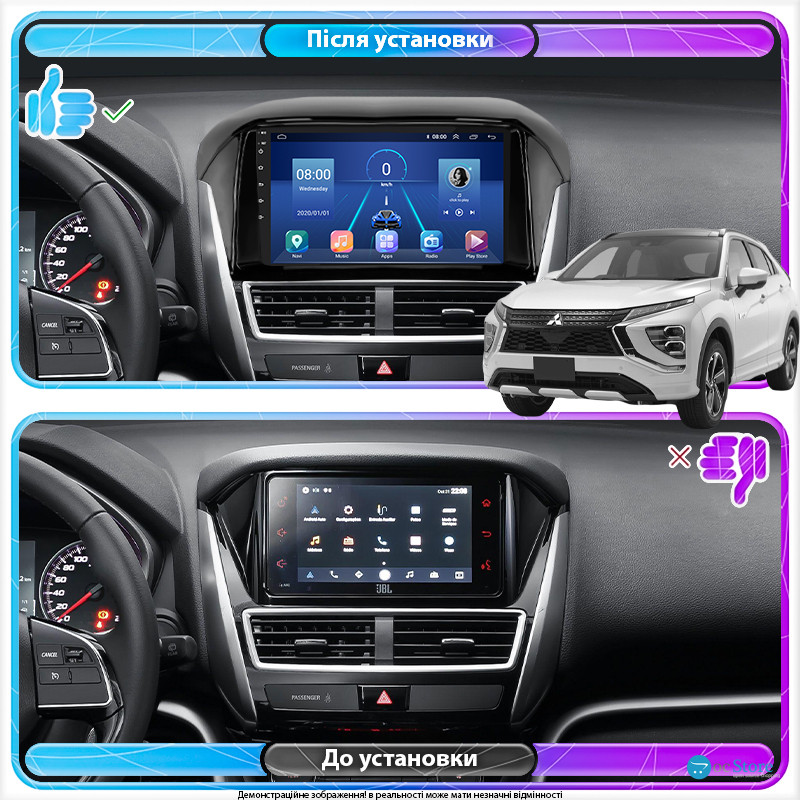 Штатная магнитола Lesko для Mitsubishi Eclipse Cross I Рестайлинг 2020-н.в. экран 9" 4/64Gb 4G Wi-Fi GPS Top