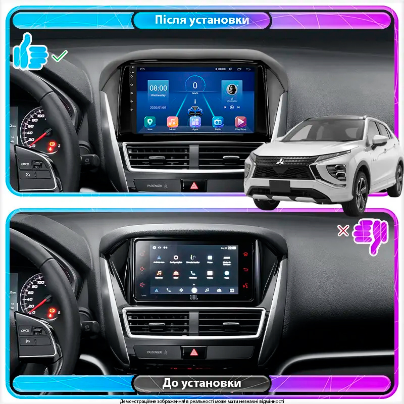 Штатная магнитола Lesko для Mitsubishi Eclipse Cross I Рестайлинг 2020-н.в. экран 9" 6/128Gb 4G Wi-Fi GPS Top