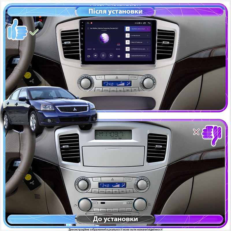 Штатная магнитола Lesko для Mitsubishi Galant IX Рестайлинг 2 2008-2012 экран 9" 2/32Gb 4G Wi-Fi GPS Top