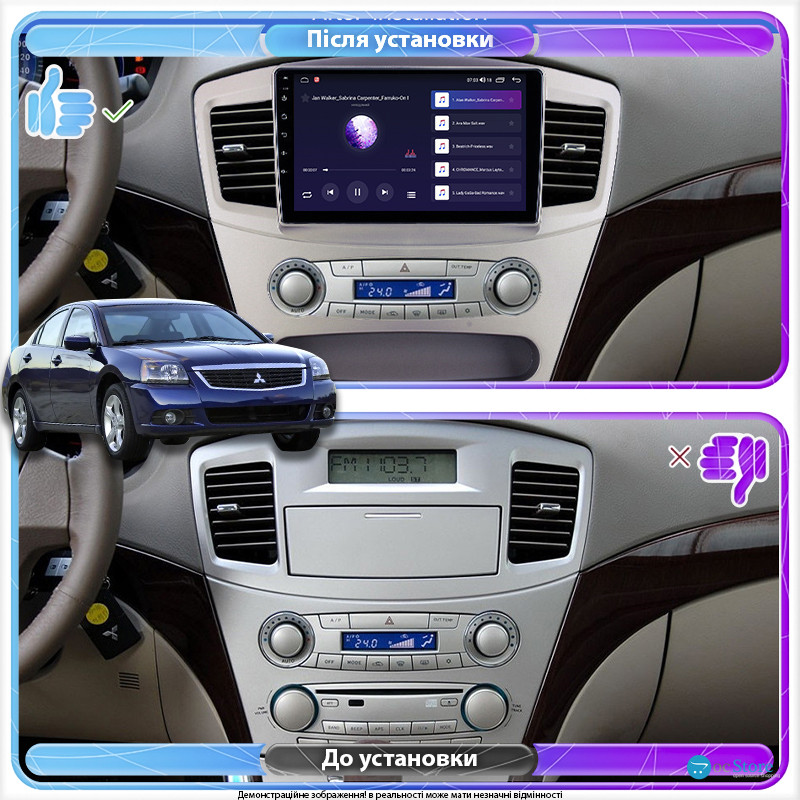 Штатная магнитола Lesko для Mitsubishi Galant IX Рестайлинг 2 2008-2012 экран 9" 4/64Gb 4G Wi-Fi GPS Top