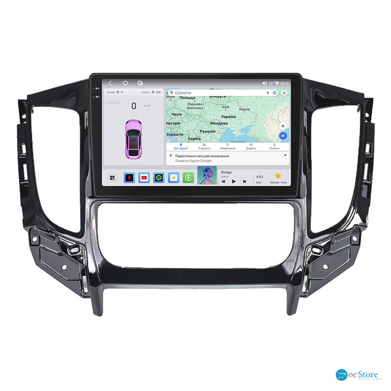 Штатная магнитола Lesko для Mitsubishi L200 V 2015-2019 экран 9" 4/64 QLED CarPlay 4G Wi-Fi GPS 360 Prime