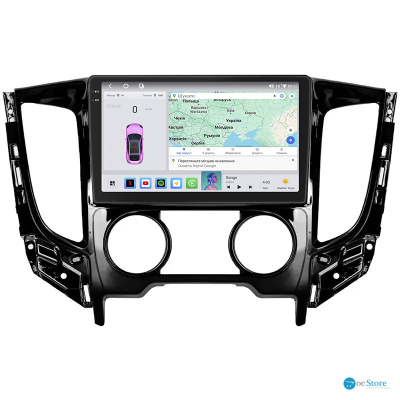 Штатная магнитола Lesko для Mitsubishi L200 V Manual AC 2015-2019 экран 9" 4/64 QLED CarPlay 4G Wi-Fi GPS 360 Prime