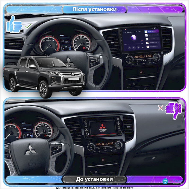 Штатная магнитола Lesko для Mitsubishi L200 V Рестайлинг 2018-н.в. экран 9" 1/16Gb Wi-Fi GPS Base
