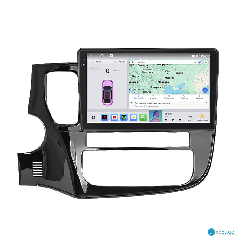 Штатная магнитола Lesko для Mitsubishi Outlander III Рестайлинг 2014-2015 экран 10" 4/64 QLED CarPlay 4G Wi-Fi GPS 360 Prime
