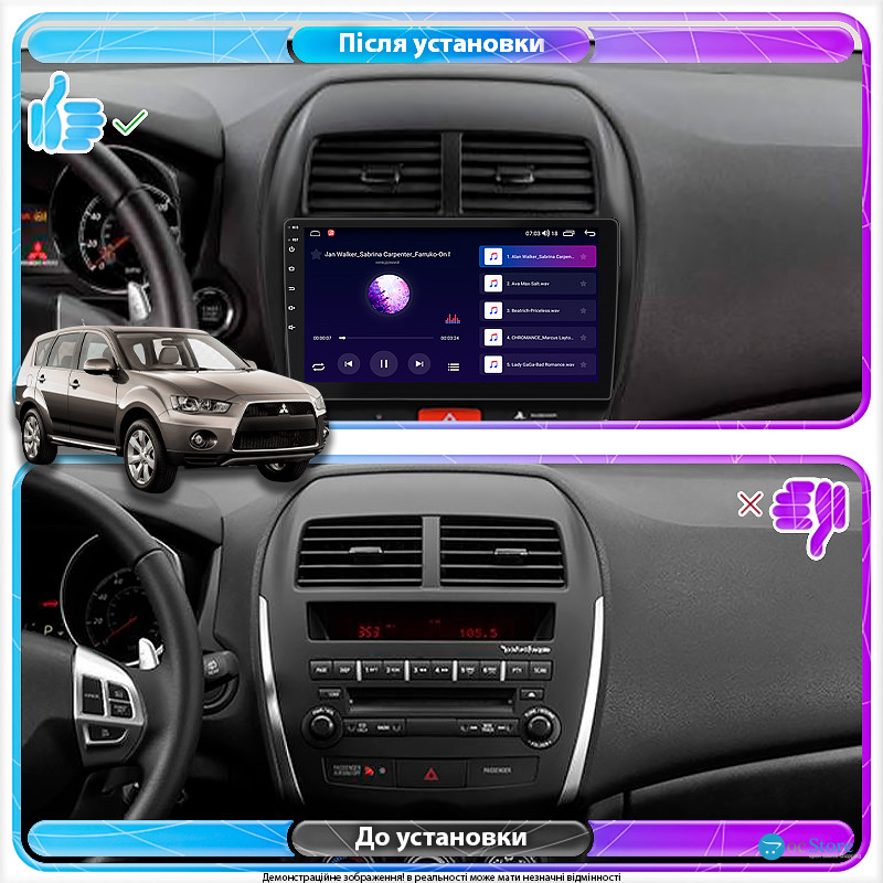 Штатная магнитола Lesko для Mitsubishi Outlander Sport I 2010-2013 экран 10" 2/32Gb CarPlay 4G Wi-Fi GPS Prime