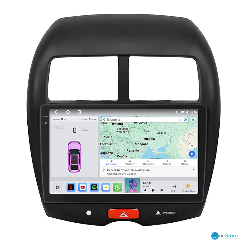Штатная магнитола Lesko для Mitsubishi Outlander Sport I 2010-2013 экран 10" 4/64 QLED CarPlay 4G Wi-Fi GPS 360 Prime