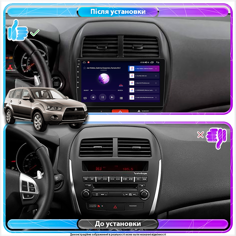 Штатная магнитола Lesko для Mitsubishi Outlander Sport I 2010-2013 экран 10" 4/32Gb 4G Wi-Fi GPS Top