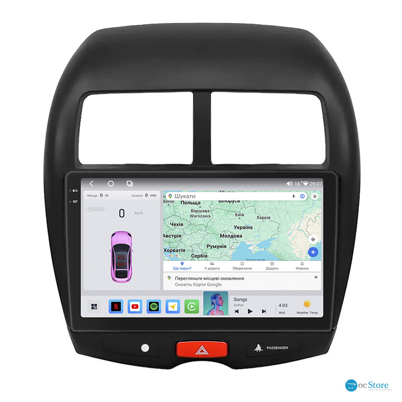 Штатная магнитола Lesko для Mitsubishi Outlander Sport I Рестайлинг 2012-2016 экран 10" 4/64 QLED CarPlay 4G Wi-Fi GPS 360 Prime