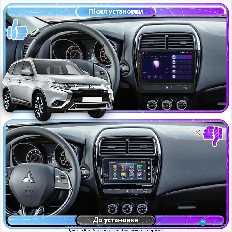 Штатная магнитола Lesko для Mitsubishi Outlander Sport I Рестайлинг 3 2020-н.в. экран 10" 2/32Gb Wi-Fi GPS Base