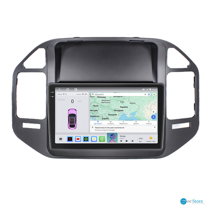 Штатная магнитола Lesko для Mitsubishi Pajero III 1999-2002 экран 9" 4/64 QLED CarPlay 4G Wi-Fi GPS 360 Prime