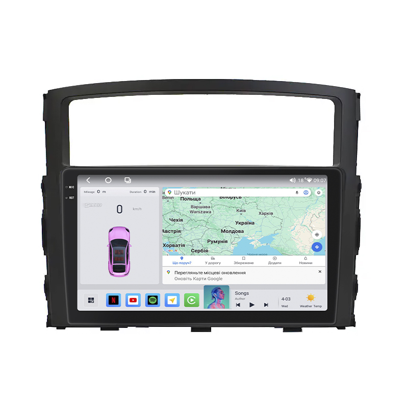 Штатная магнитола Lesko для Mitsubishi Pajero IV 2006-2011 экран 9" 4/64 QLED CarPlay 4G Wi-Fi GPS 360 Prime