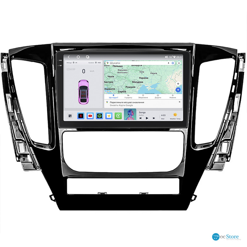 Штатная магнитола Lesko для Mitsubishi Pajero Sport III 2015-2021 экран 9" 4/64 QLED CarPlay 4G Wi-Fi GPS 360 Prime