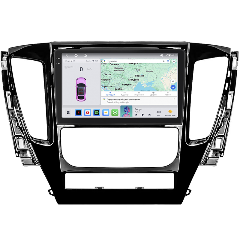 Штатная магнитола Lesko для Mitsubishi Pajero Sport III 2015-2021 экран 9" 4/64 QLED CarPlay 4G Wi-Fi GPS 360 Prime
