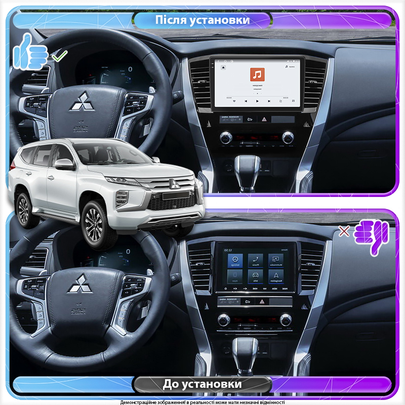 Штатная магнитола Lesko для Mitsubishi Pajero Sport III Рестайлинг 2019-н.в. экран 10" 4/64 QLED CarPlay 4G Wi-Fi GPS 360 Prime