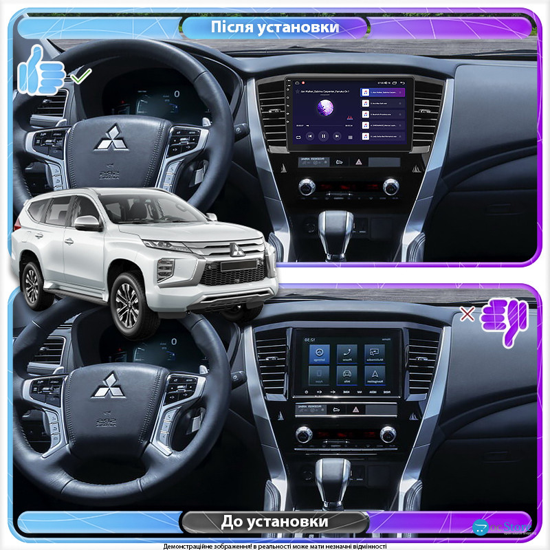 Штатная магнитола Lesko для Mitsubishi Pajero Sport III Рестайлинг 2019-н.в. экран 10" 4/64Gb 4G Wi-Fi GPS Top