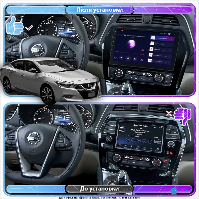 Штатная магнитола Lesko для Nissan Maxima VIII (A36) 2015-2018 экран 10" 1/16Gb Wi-Fi GPS Base