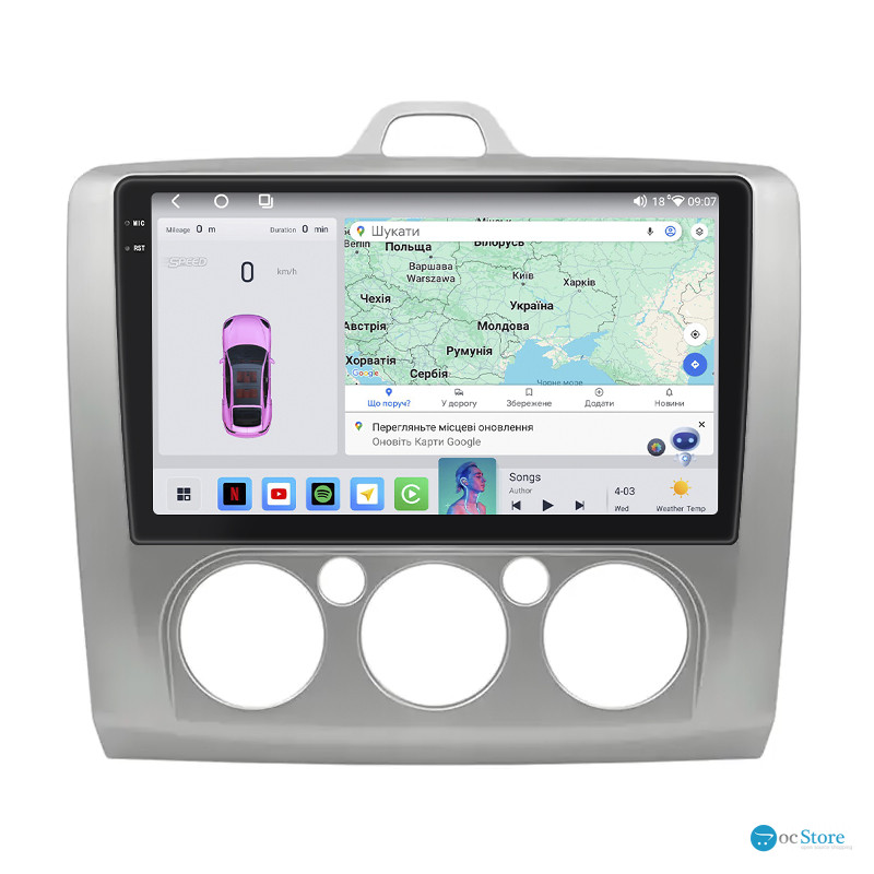 Штатная магнитола Lesko для Nissan Murano II (Z51) 2007-2010 экран 9" 4/64 QLED CarPlay 4G Wi-Fi GPS 360 Prime
