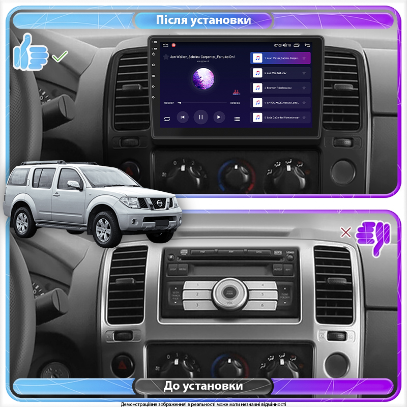 Штатная магнитола Lesko для Nissan Pathfinder III 2004-2010 экран 9" 4/64Gb CarPlay 4G Wi-Fi GPS Prime