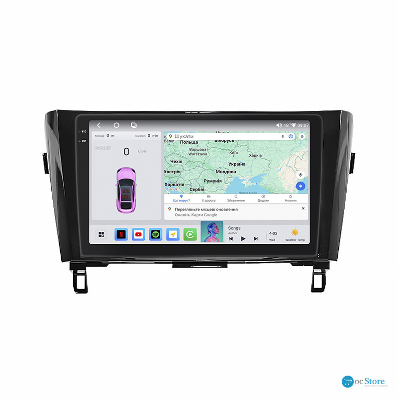 Штатная магнитола Lesko для Nissan Qashqai II 2013-2019 экран 10" 4/64 QLED CarPlay 4G Wi-Fi GPS 360 Prime