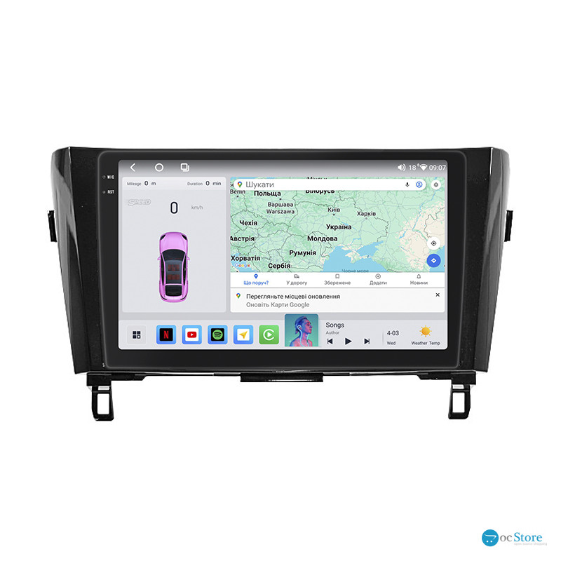 Штатная магнитола Lesko для Nissan Rogue II 2013-2016 экран 10" 4/64 QLED CarPlay 4G Wi-Fi GPS 360 Prime