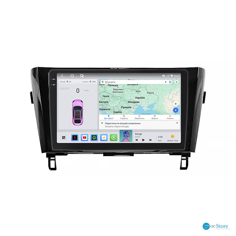 Штатная магнитола Lesko для Nissan Rogue II Рестайлинг 2016-2020 экран 10" 4/64 QLED CarPlay 4G Wi-Fi GPS 360 Prime