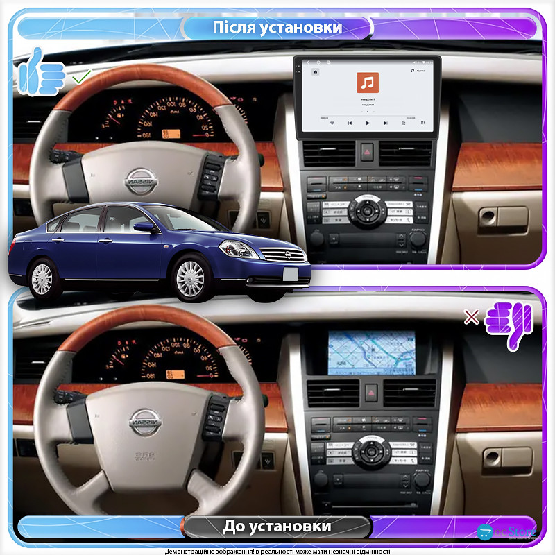 Штатная магнитола Lesko для Nissan Teana I 2003-2005 экран 9" 4/64 QLED CarPlay 4G Wi-Fi GPS 360 Prime