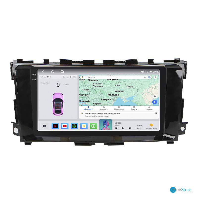Штатная магнитола Lesko для Nissan Teana III 2012-2020 экран 9" 4/64 QLED CarPlay 4G Wi-Fi GPS 360 Prime