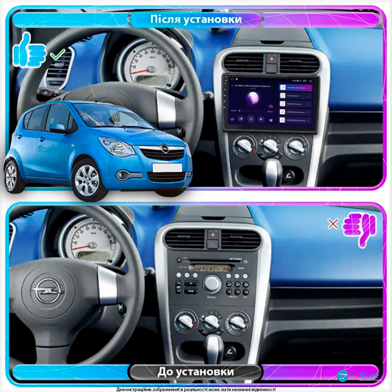 Штатная магнитола Lesko для Opel Agila B 2008-2014 экран 9" 4/64Gb CarPlay 4G Wi-Fi GPS Prime