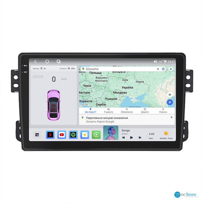 Штатная магнитола Lesko для Opel Agila B 2008-2014 экран 9" 4/64 QLED CarPlay 4G Wi-Fi GPS 360 Prime