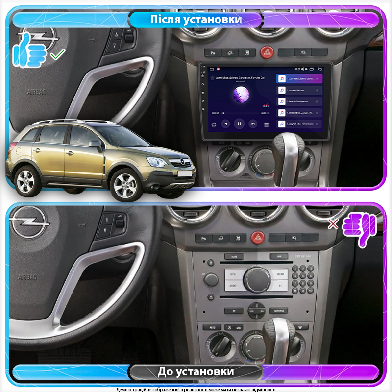 Штатная магнитола Lesko для Opel Antara I 2006-2011 экран 9" 4/64Gb CarPlay 4G Wi-Fi GPS Prime