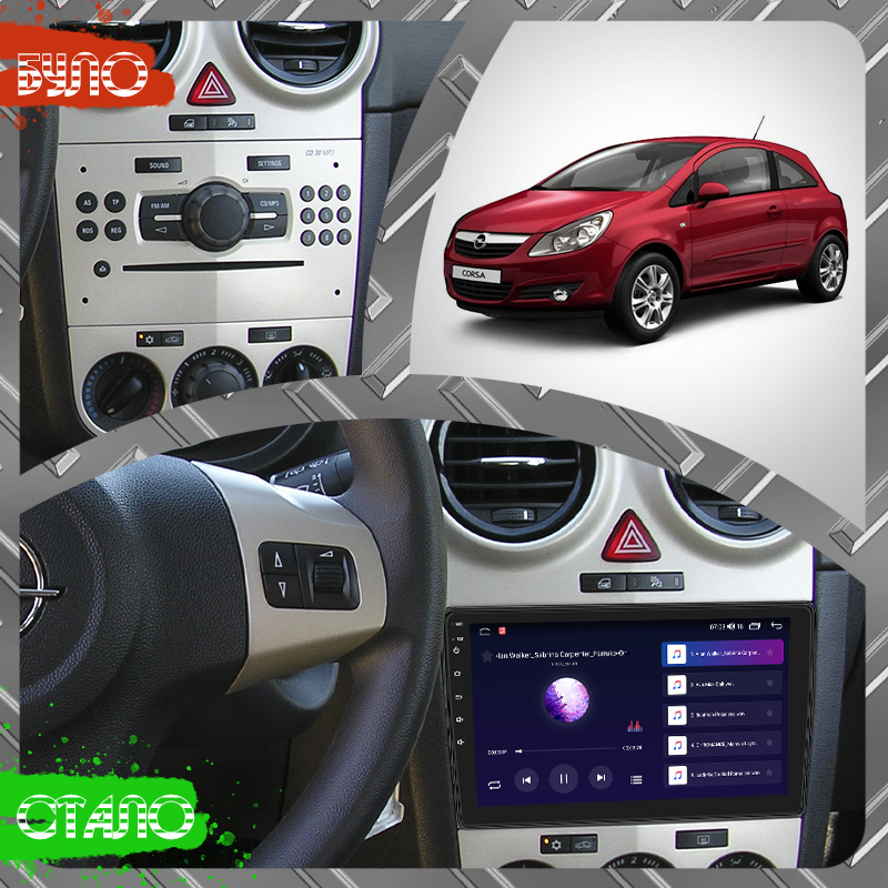 Штатная магнитола Lesko для Opel Corsa D 2006-2010 экран 9" 2/32Gb CarPlay 4G Wi-Fi GPS Prime