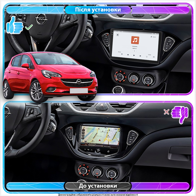 Штатная магнитола Lesko для Opel Corsa E 2014-2019 экран 9" 4/64 QLED CarPlay 4G Wi-Fi GPS 360 Prime