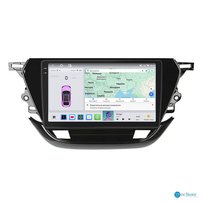 Штатная магнитола Lesko для Opel Corsa F 2019-н.в. экран 9" 4/64 QLED CarPlay 4G Wi-Fi GPS 360 Prime