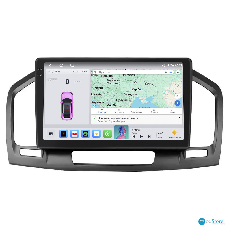 Штатная магнитола Lesko для Opel Insignia I 2008-2013 экран 9" 4/64 QLED CarPlay 4G Wi-Fi GPS 360 Prime