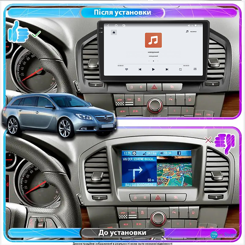 Штатная магнитола Lesko для Opel Insignia I 2008-2013 экран 9" 4/64 QLED CarPlay 4G Wi-Fi GPS 360 Prime