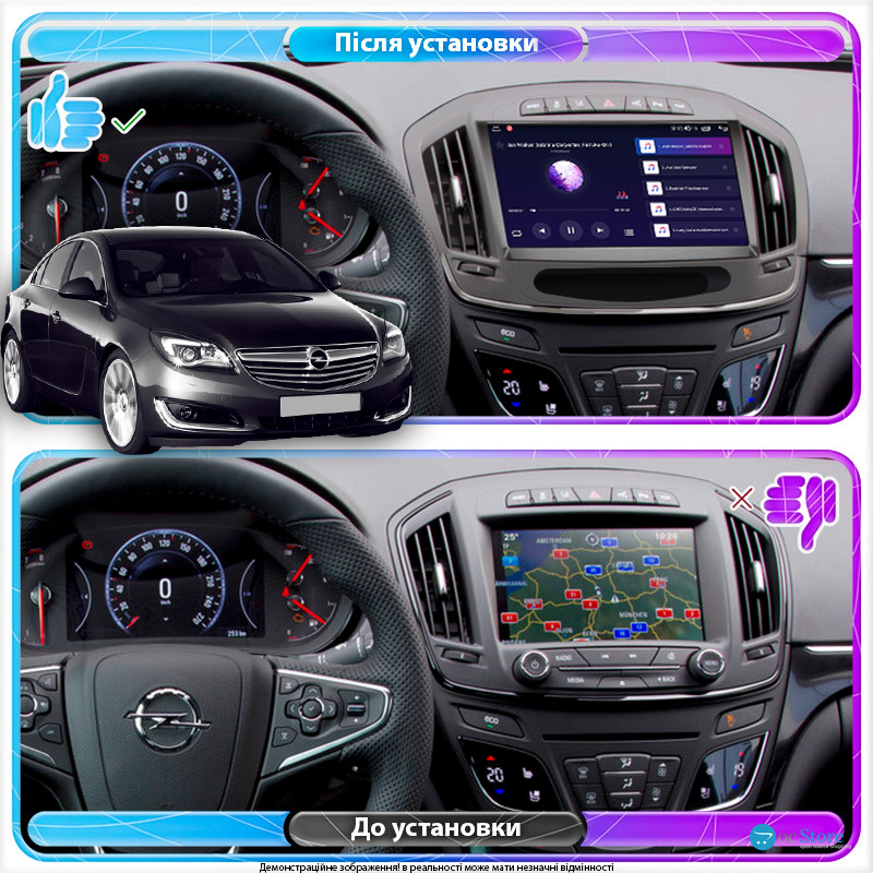 Штатная магнитола Lesko для Opel Insignia I Рестайлинг 2013-2017 экран 9" 4/64Gb CarPlay 4G Wi-Fi GPS Prime