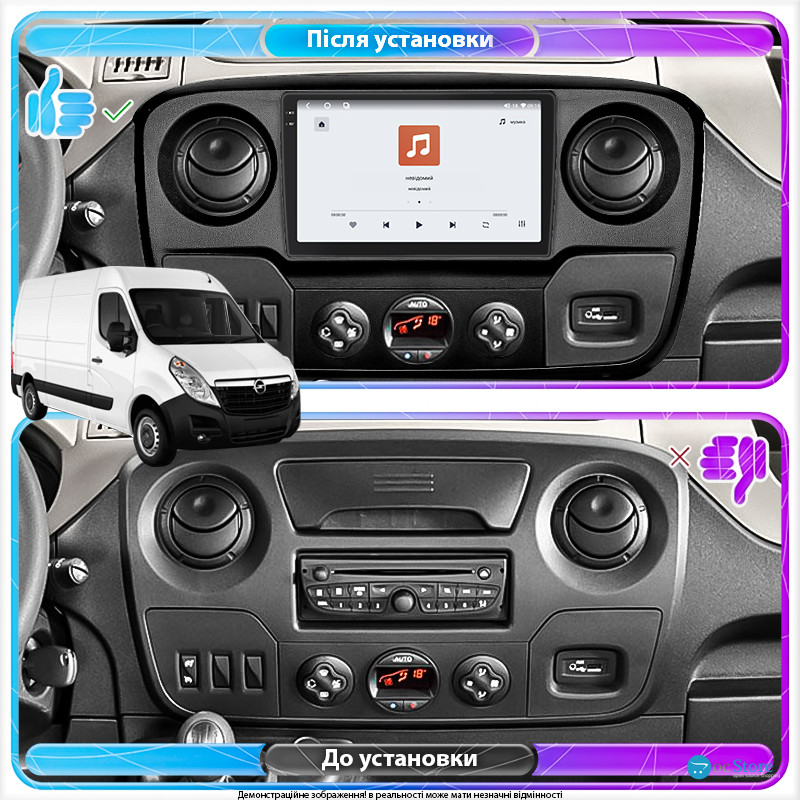 Штатная магнитола Lesko для Opel Movano B 2010-2019 экран 10" 4/64 QLED CarPlay 4G Wi-Fi GPS 360 Prime