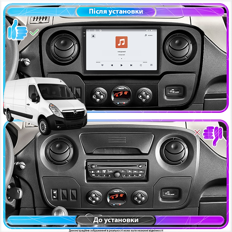 Штатная магнитола Lesko для Opel Movano B 2010-2019 экран 10" 4/64 QLED CarPlay 4G Wi-Fi GPS 360 Prime