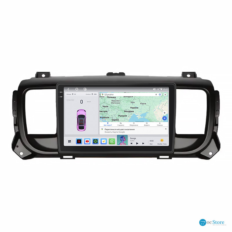 Штатная магнитола Lesko для Opel Vivaro C 2019-н.в. экран 9" 4/64 QLED CarPlay 4G Wi-Fi GPS 360 Prime