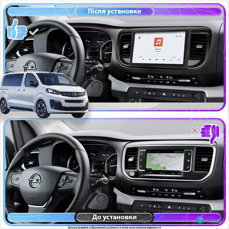 Штатная магнитола Lesko для Opel Zafira Life I 2019-н.в. экран 9" 4/64 QLED CarPlay 4G Wi-Fi GPS 360 Prime