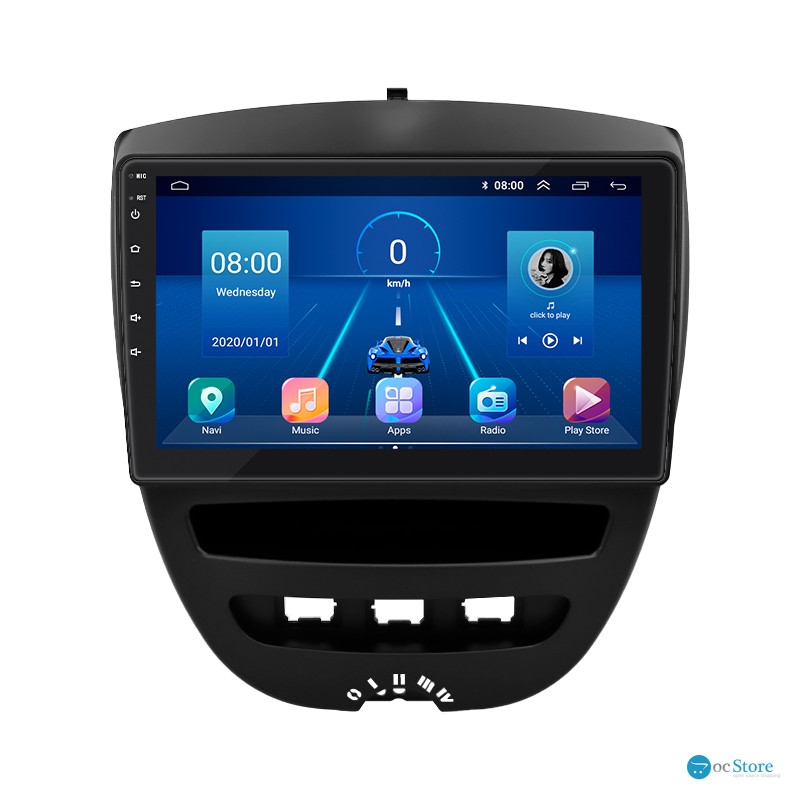 Штатная магнитола Lesko для Peugeot 107 I 2005-2009 экран 10" 2/32Gb 4G Wi-Fi GPS Top