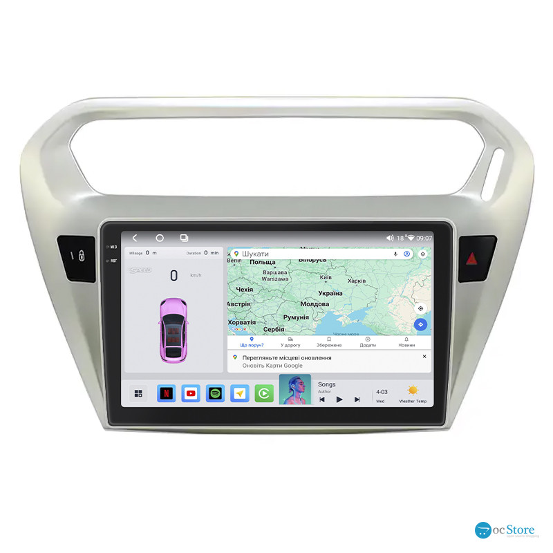 Штатная магнитола Lesko для Peugeot 301 I 2012-2016 экран 9" 4/64 QLED CarPlay 4G Wi-Fi GPS 360 Prime