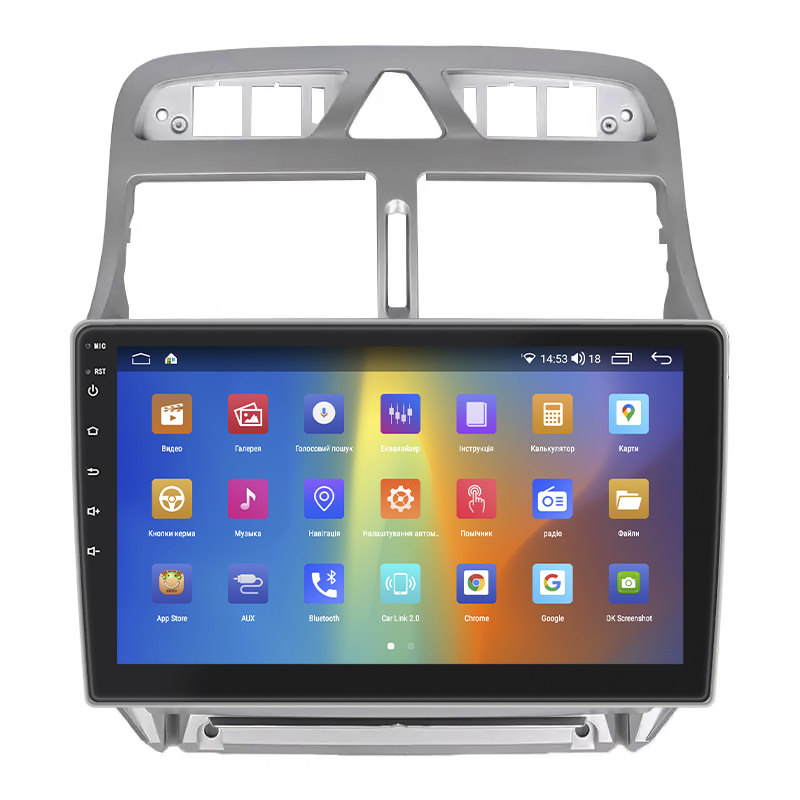 Штатная магнитола Lesko для Peugeot 307 I 2001-2005 экран 9" 2/32Gb CarPlay 4G Wi-Fi GPS Prime